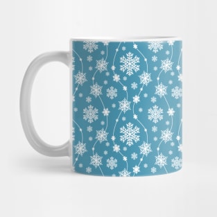 Bright Sky Blue and Winter White Snowflakes Pattern Mug